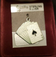 STERLING beau Poker Playing Cards Flush Full House Sterling Bracelet Charm