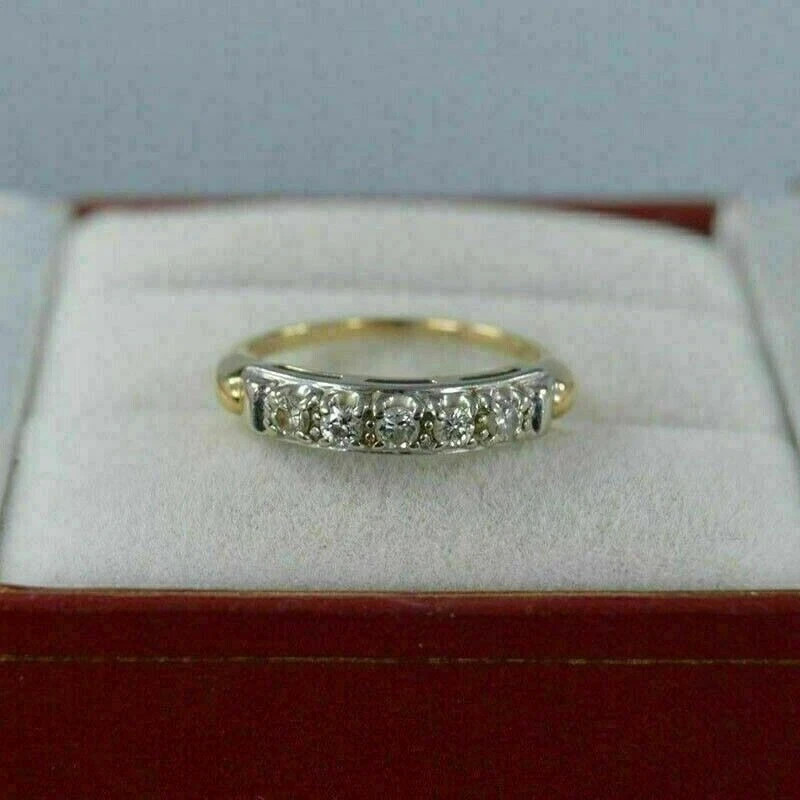 2Ct Antique Art Deco Round Lab-Created Diamond Band Ring 14K Yellow Gold Finish