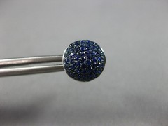 1.03CT DIAMOND & AAA SAPPHIRE 18KT WHITE GOLD 3D ROUND DOME SHAPE STUD EARRINGS