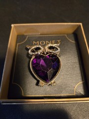 Monet Owl rhinestone brooch / pin gold tone NEW with box