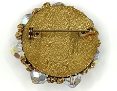 Vintage Cluster Brooch Clear AB Crystal & Gold-tone Beads Cha Cha MCM 1950s