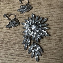 Vintage Signed Jewel Crest Rhinestone Brooch Earrings Set Parure Donald Simpson
