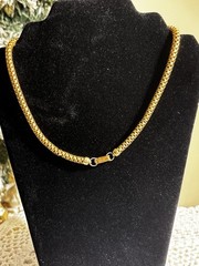 Coro Vintage Gold Tone Rolled Mesh 15 Inch Chain Retro Glamorous Look