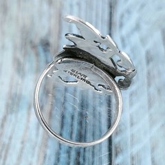 Vintage Thai Nielloware Siam Sterling Silver Goddess Ring, Size 7