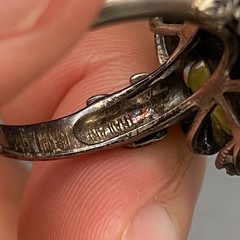 Vintage Art Deco Faceted Black Sterling Silver Marcasite Ring Size 8.25