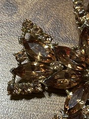 Signed Vintage 70s WEISS RARE 2-1/2” Maltese Cross Orange Austrian Crystals