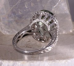 9.38ct Green Amethyst Praisiolite Cocktail Ring 14k White Gold with Diamonds