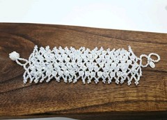 Kirks Folly Cha Cha Bracelet Aurora Borealis Crystal Beaded Stretch Silver tone