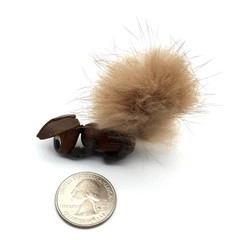 Vintage Wood, Leather, Felt & Fur Hand Painted Face Squirrel Pin