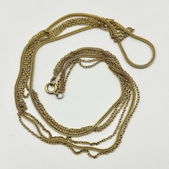 Vintage Gold Tone Layered Necklace Multi Strand Chain Classic 23”