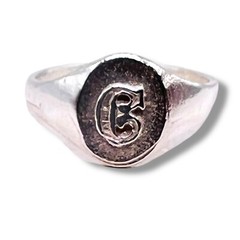 Initial Letter C Signet 925 Sterling Silver Child Baby Ring Size 3