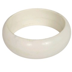 Vintage 80s Off White Bangle Bracelet Chunky Wide Band Costume Jewelry Hong Kong