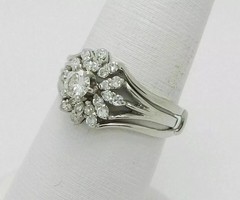 2Ct Art Deco Style Lab-Grown Diamond 14K White Gold FN Wedding Bridal Ring Set