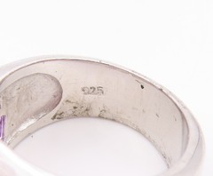925 Sterling Silver Vintage Ring Amethyst & Pink Topaz Band Sz 7.5 RG36250
