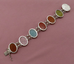 Whitney Kelly Sterling Silver Bracelet Tiger Eye Jasper Gemstones 8.5 in 703f