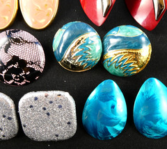 RETRO Vintage Metal Enamel Earrings Lot 14 Pairs Coloful Post Earrings Red Blue