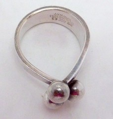 Vintage Anna Greta Eker Norway Sterling Silver Beaded Modernist Ring 27392