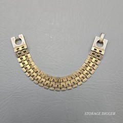 VTG Gold Tone Metal Tile Links Chain Wide Bracelet 7.5″ Long, Fold Over Clasp