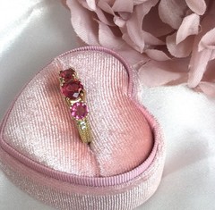 Vintage Jewellery Gold Band Ring Rubies and White Diamonds Antique Deco Jewelry