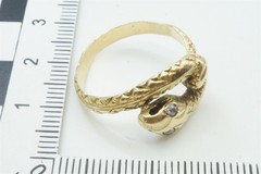 ANTIQUE ENGLISH GEORGIAN 18K GOLD DIAMOND SET COILED SNAKE RING C1800’s