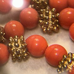 Vintage Les Bernard Necklace Natural Salmon Coral Bead 29” Opera Length Rare 60s