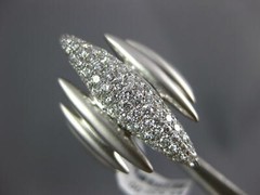 LARGE 1.13CT DIAMOND 18KT WHITE GOLD MATTE & SHINY ELONGATED MARQUISE SHAPE RING