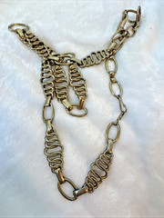 VTG brutalist chunky chain glass 70s 80s gold Necklaces STACK Lot -1 signed Avon