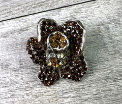 Vintage Unbranded Amber Rhinestone 1″ Flower Pin w/Yellows & Orange