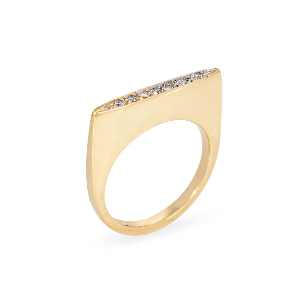 70s Diamond Square Ring Sz 5 Stacking Band Vintage 14k Yellow Gold Fine Jewelry
