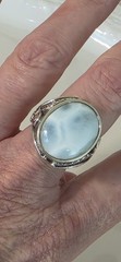 Vintage 925 Larimar Ring Thailand Sterling Silver Large Oval Statement Size 6