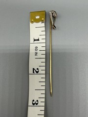 Vintage 14K Yellow Gold Diamond Sapphire Stick Pin Lapel Hat Estate 1.46g