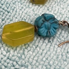 Vintage Artisan Wire Earrings 2 Pr Dangle Hoop Stones