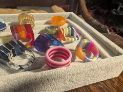 40+ Vintage Bakelite Lucite Etc plastic ring collection! Many sizes & designs!