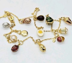 Joan Rivers Faberge Egg Necklace Collection 13 Different Vintage Charms 29 in