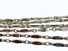 Vintage Necklace Silver Tone Dimpled Link Necklace Long 40 in chain Boho 1970s