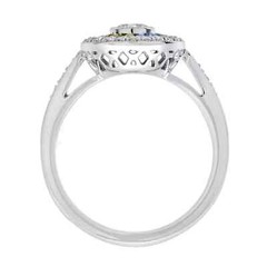 Art Deco Style Lab Created Rainbow Sapphire Diamond Ring 14K White Gold Finish
