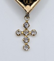 Antique Victorian Bohemian Garnet Heart Cross Pendant Brooch Necklace Rose Cut