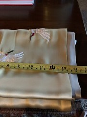 Scarf/Shawl 100% silk, with 2 needlework cranes, approx. 59” x approx. 13 1/2” w
