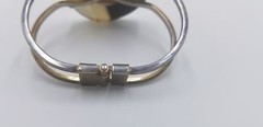 Vintage Handmade Big Oval Cut Smoke Quartz Color Gemstone Silver Tone Bracelet