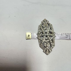 Vintage Rhinestone Pot Metal Geometric Brooch Pin Clear Crystal Retro