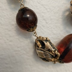 LOUIS ROUSSELET Necklace Amber Glass Beads & Brass 15″ Made In France Vintage