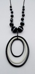 Antique Victorian Banded Agate Style Glass Bead Necklace/Boho/Shabby Chic