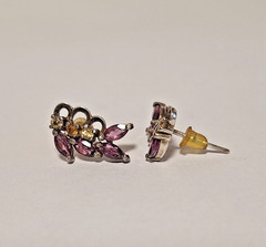 Lot of 5 Vintage Unbranded Rhinestone & 1 Gemstone Fashion Earrings