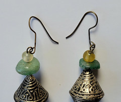 Bali Style Embossed Silver Tone Dangle Drop Earrings 2.5 Inches Long Vintage