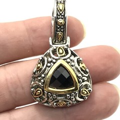Vintage Renaissance Revival 2-Tone Black Onyx Cubic Zirconia Pendant