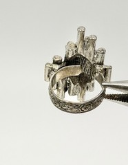 Vintage Ring Silver-Tone MCM Modernist Brutalist Adjustable Sz 6.25￼