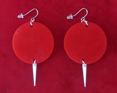 Pair of Vintage Lucite & Plastic “Winkie” Heart Earrings/Valentine/Boho/