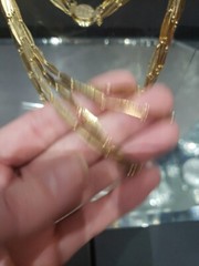 Multi chain links 6 layer Bib Necklace, c.1970-80s gold tone metal vintage