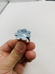 Vintage Sterling Silver Size 6 Spring Pastel Blue Flower Statement Cocktail Ring