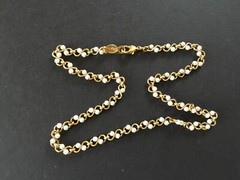 Vintage Jewelry Napier Choker Necklace Tiny Pearl Beads in Gold Tone Links
